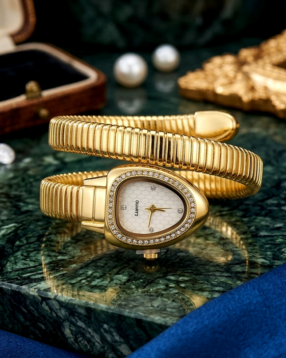 Golden Serpent Watch - Anti-Tarnish Snake Bracelet Watch | Jija