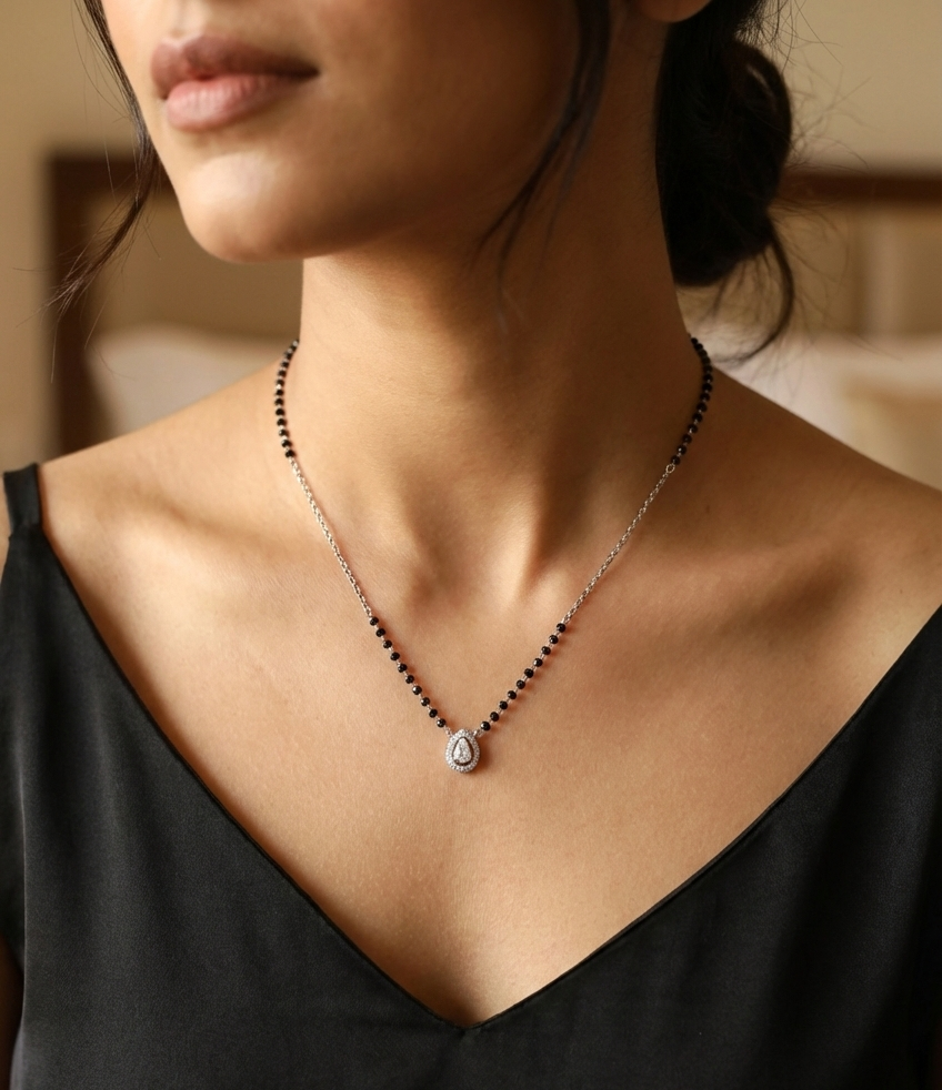 Elegant Drop Silver Mangalsutra