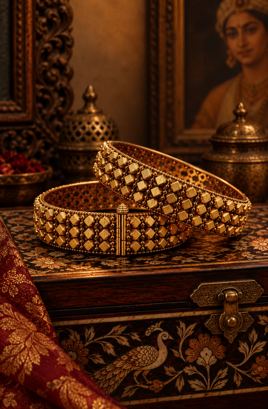 Ashtapailu Bangles Pair – Real Gold Look Anti-Tarnish Gold Plated Brass Bangles for Women
