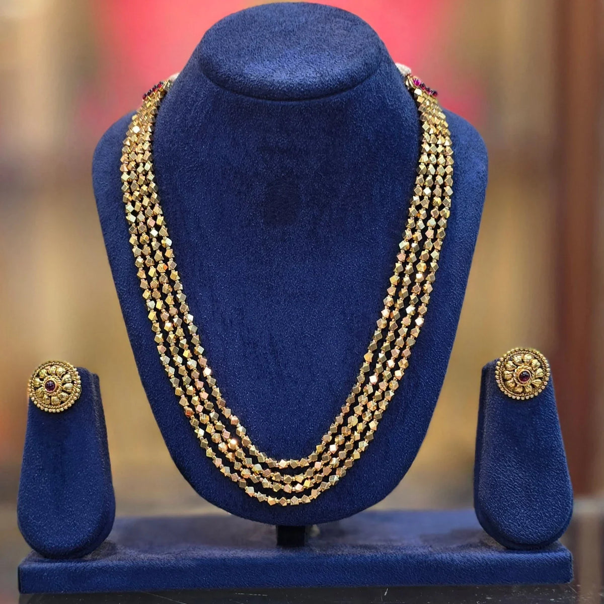 Traditional Maharashtrian Ashtapailu 4 Line Necklace gold plated skin-friendly bridal mala