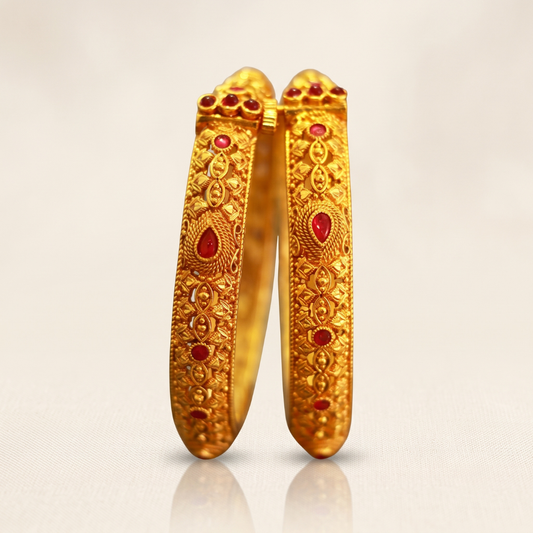 Imitation gold bangles for bridal and wedding wear – nickel-free gold plated brass bangle pair