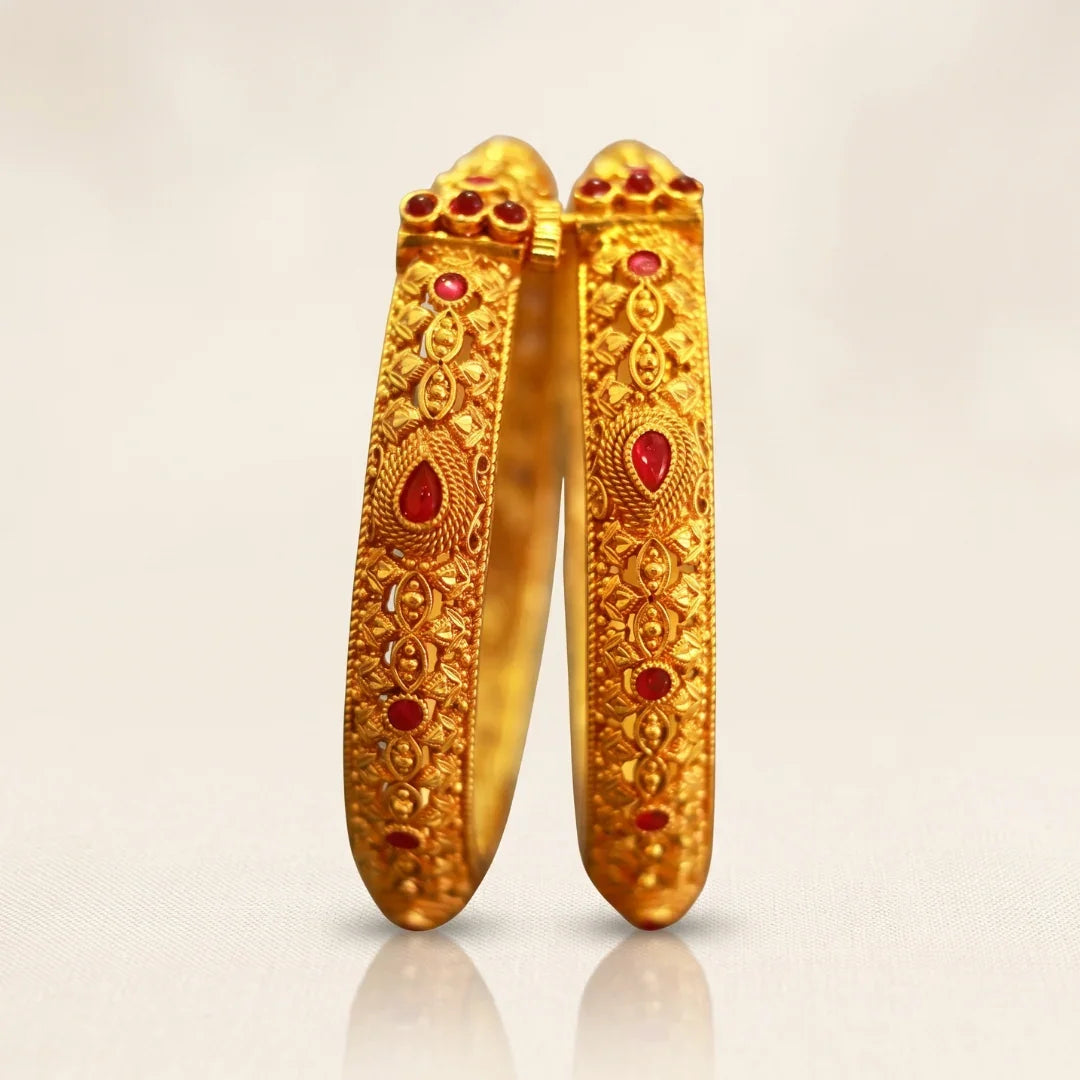 Imitation gold bangles for bridal and wedding wear – nickel-free gold plated brass bangle pair