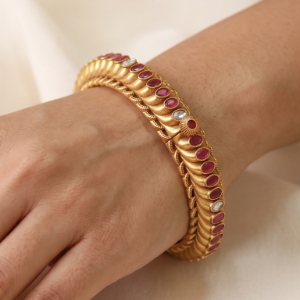 Kundan ruby gold bangles for Diwali and Navratri – traditional festive stone bangles