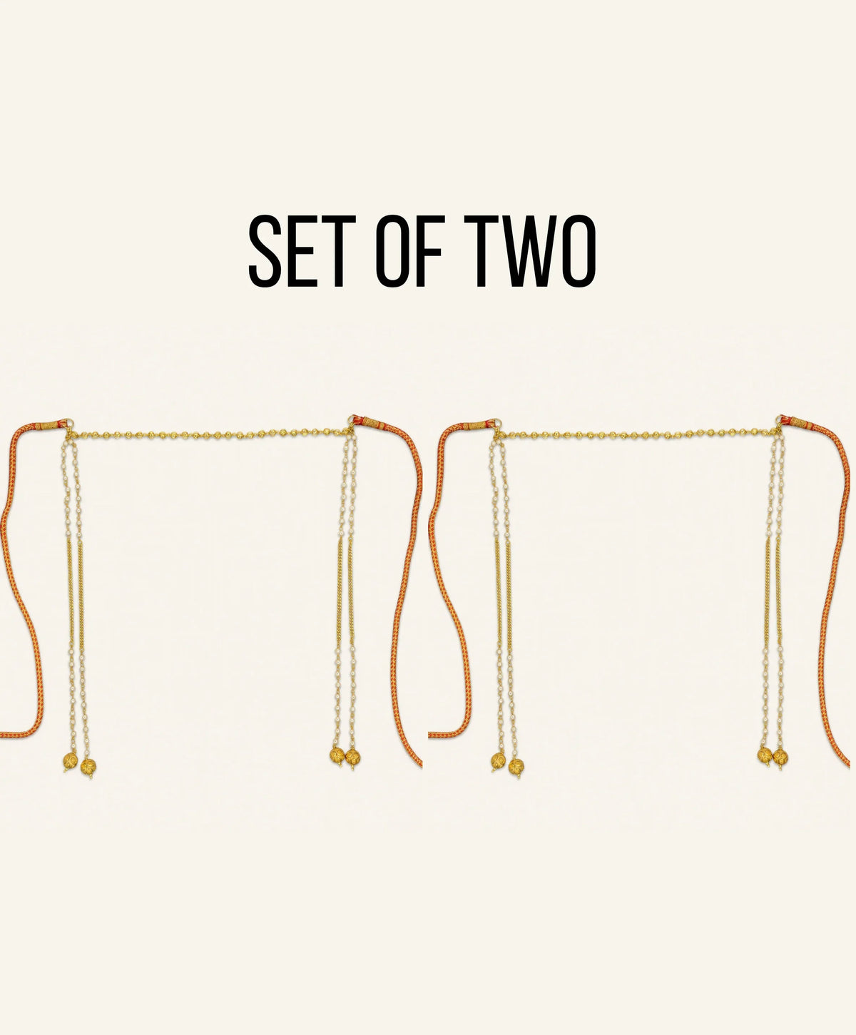 Set of 2 gold pearl Mundavalya for bride and groom – matching moti Mundavalya for a Maharashtrian wedding
