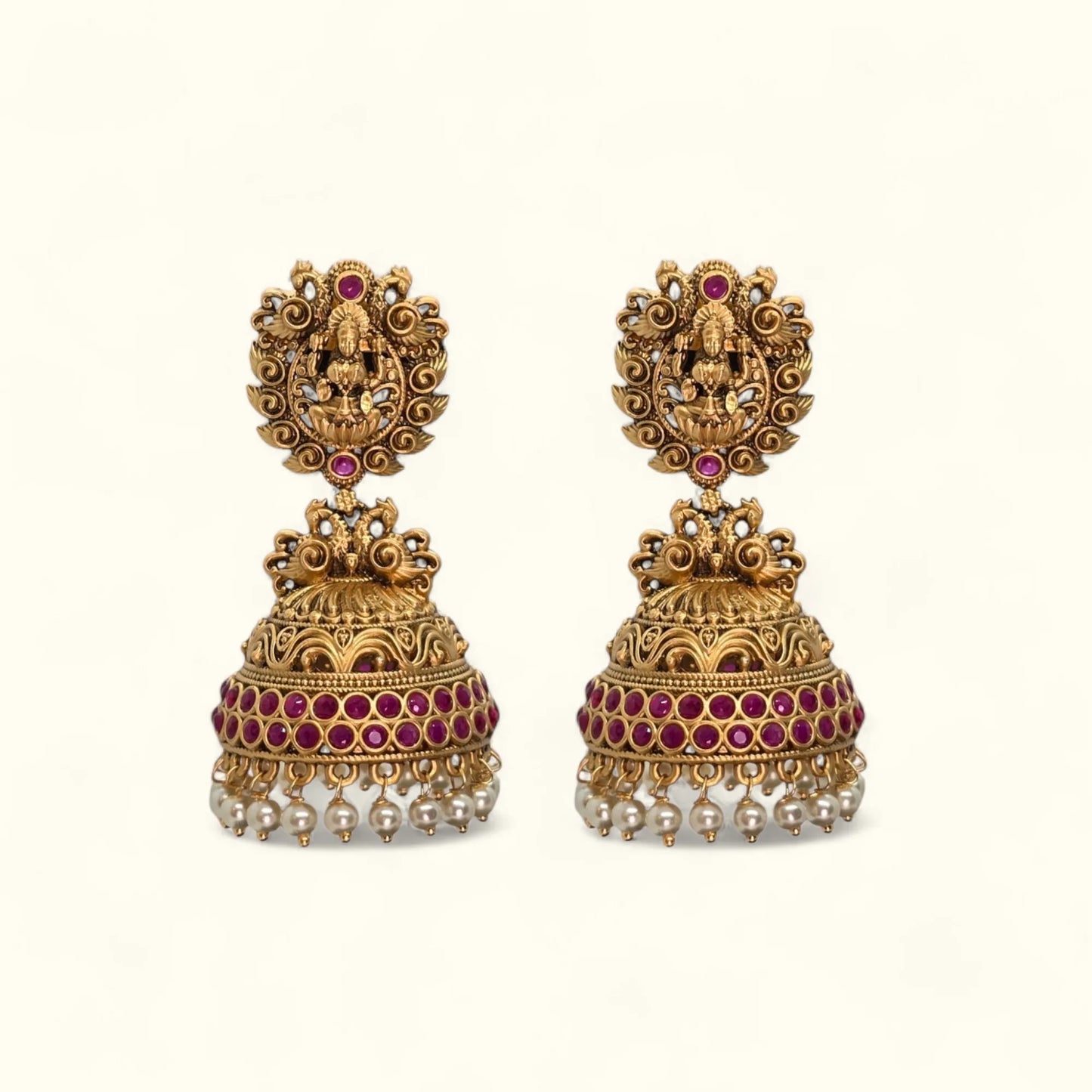 Temple Zumka Earrings – Gold Plated | Traditional Temple Design Jhumki for Weddings & Festive Occasions