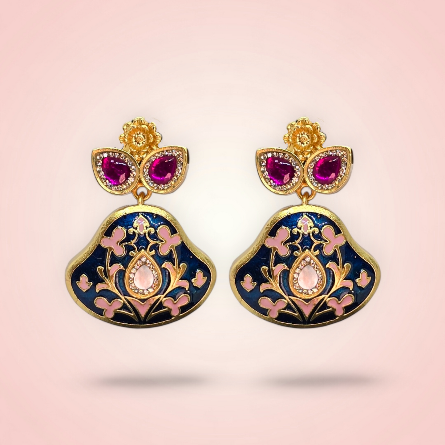Meena Drop Earrings Gold Plated Handcrafted Ethnic Jewelry
