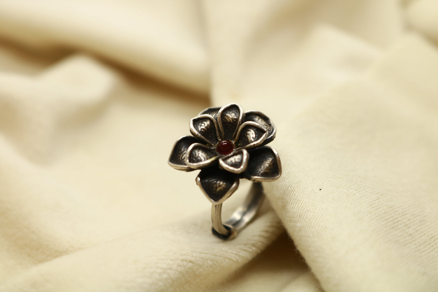 Ethnic Silver Finger Ring – Oxidized 92.5 Silver, Adjustable & Handmade