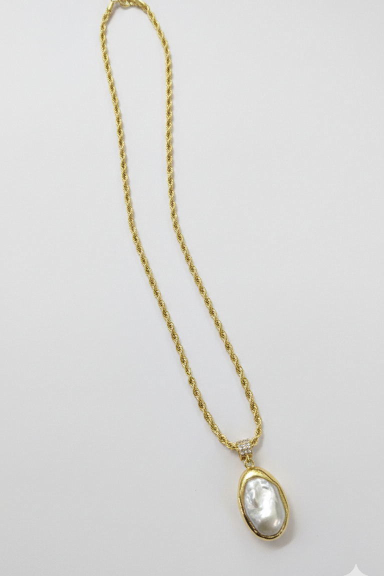 Freshwater Pearl Drop Pendant Chain Set – Gold Plated | Anti-Tarnish