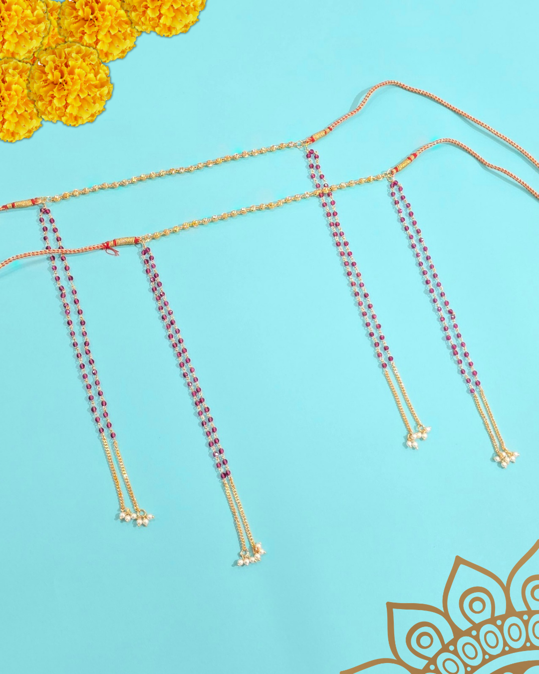 Red Crystal and Pearl Mundavalya