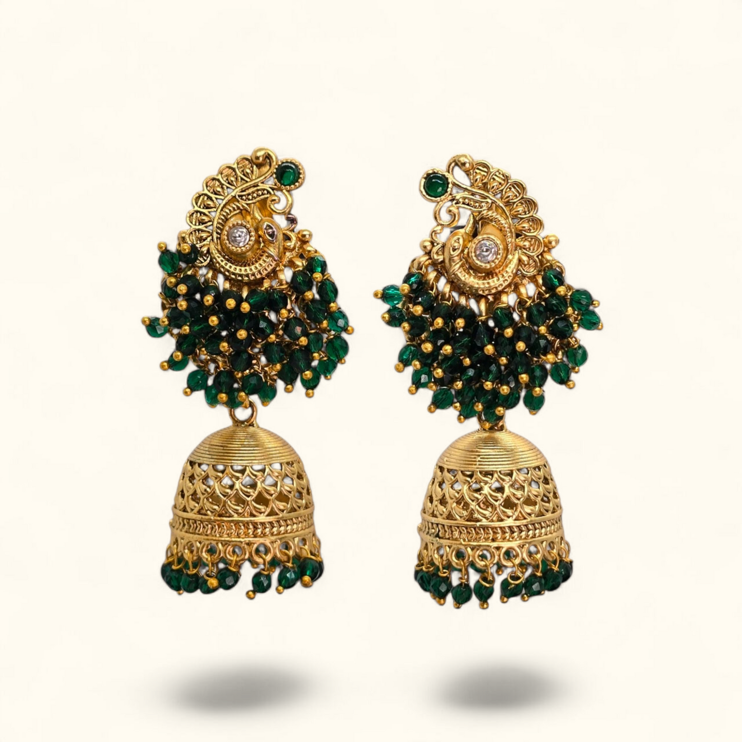 Green Peacock Zumka Earrings
