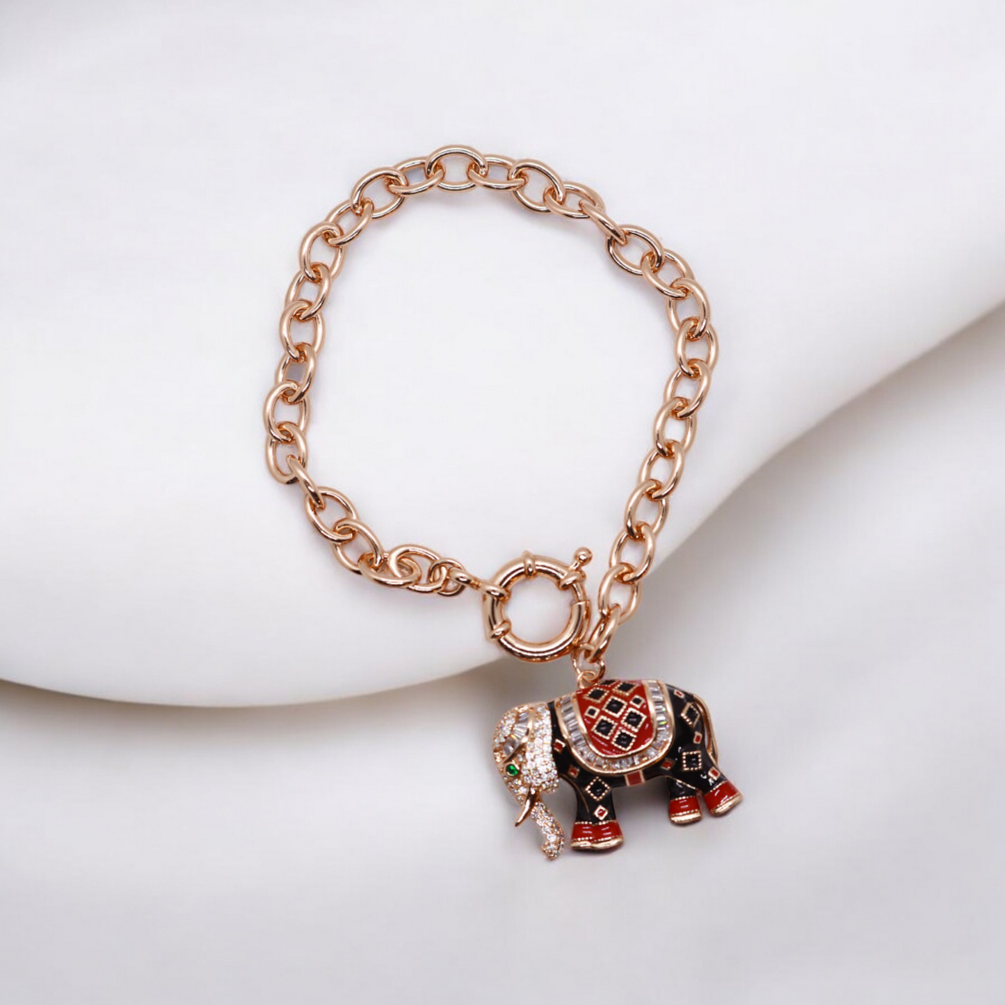 Silver Rose Gold Plated Elephant Bracelet