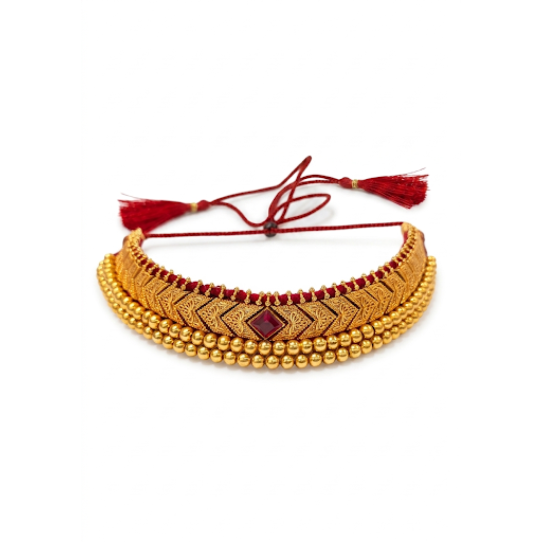 Thushi necklace styled for Maharashtrian bridal and festive wear | Jija Jewellery