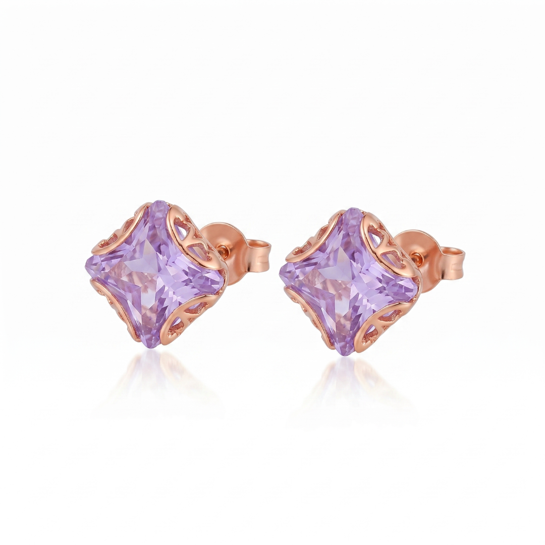 Elegant rose gold purple crystal jewellery set styled for festive wear