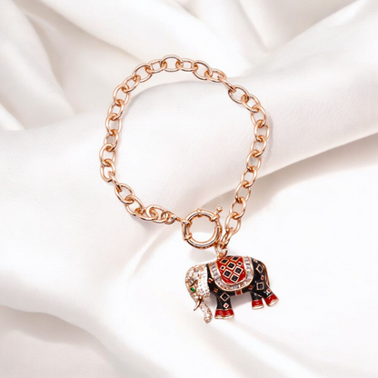 925 sterling silver elephant charm bracelet with 18K rose gold plating - Jija Jewellery Satara