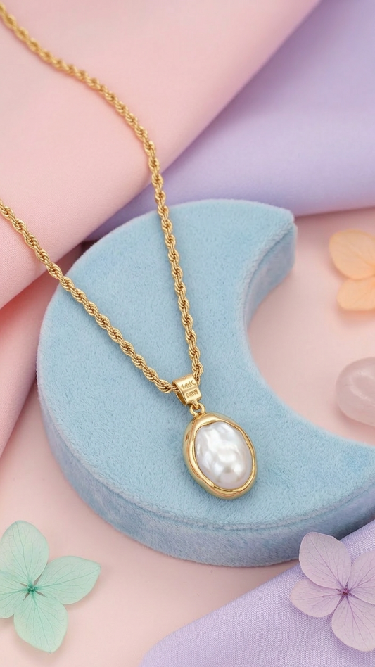 Freshwater Pearl Drop Pendant Chain Set – Gold Plated | Anti-Tarnish