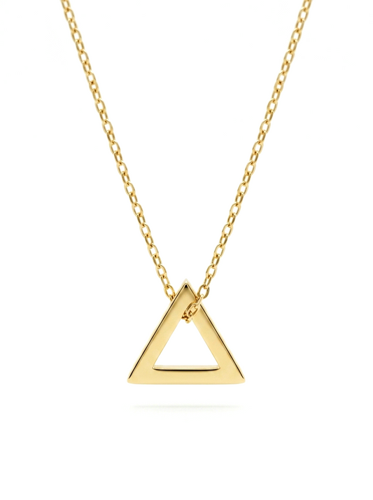 Triangle Pendant Necklace & Stud Earrings Set — Gold Plated Anti-Tarnish