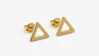 Triangle Pendant Necklace & Stud Earrings Set — Gold Plated Anti-Tarnish