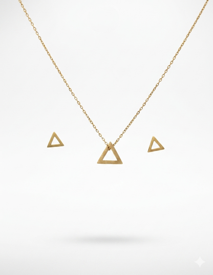 Triangle Pendant Necklace & Stud Earrings Set — Gold Plated Anti-Tarnish