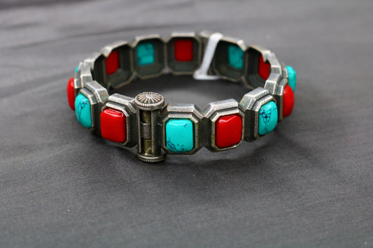 Multi Stones Studded Oxidised Bangle