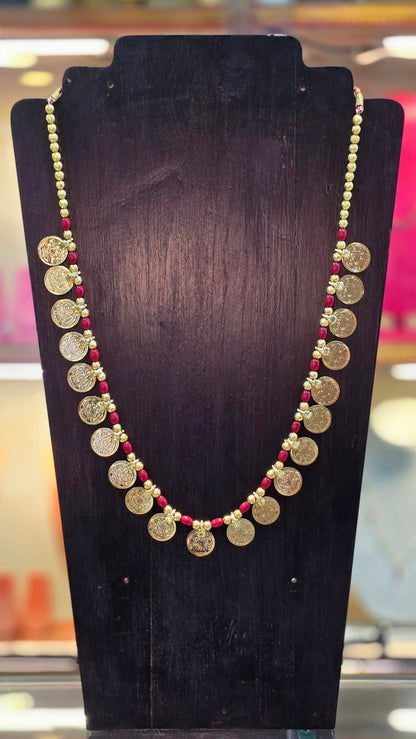 Parampaarik Putali Haar – Traditional Maharashtrian Gold Plated Coin Necklace with Powle | Bridal Ethnic Jewellery