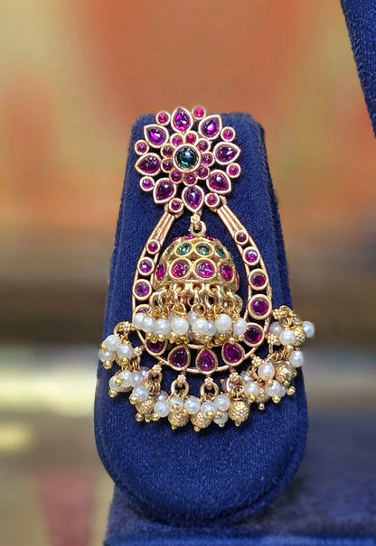 Full view of Golden Pearl Symphony necklace set – anti-tarnish gold plated pearl work jewellery – Jija Jewellery Satara