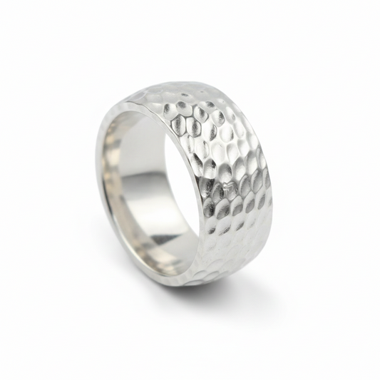 925 Silver Hammered Thumb Ring – Minimalist Stacking Band | Handcrafted in Satara | Jija Jewellery