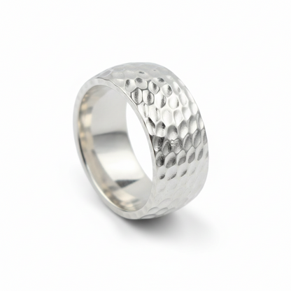 Silver Hammered Finger Ring – 925 Pure Sterling Silver | Handcrafted Textured Band Ring for Women & Men