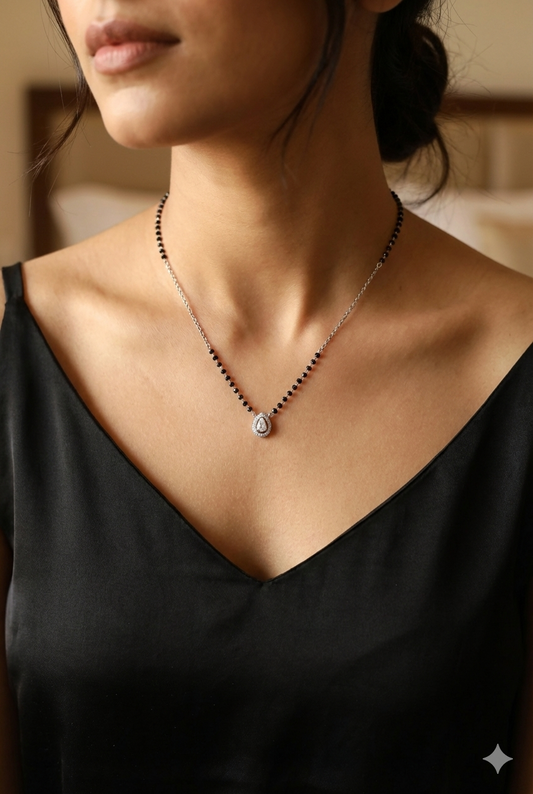 Elegant Drop Silver Mangalsutra