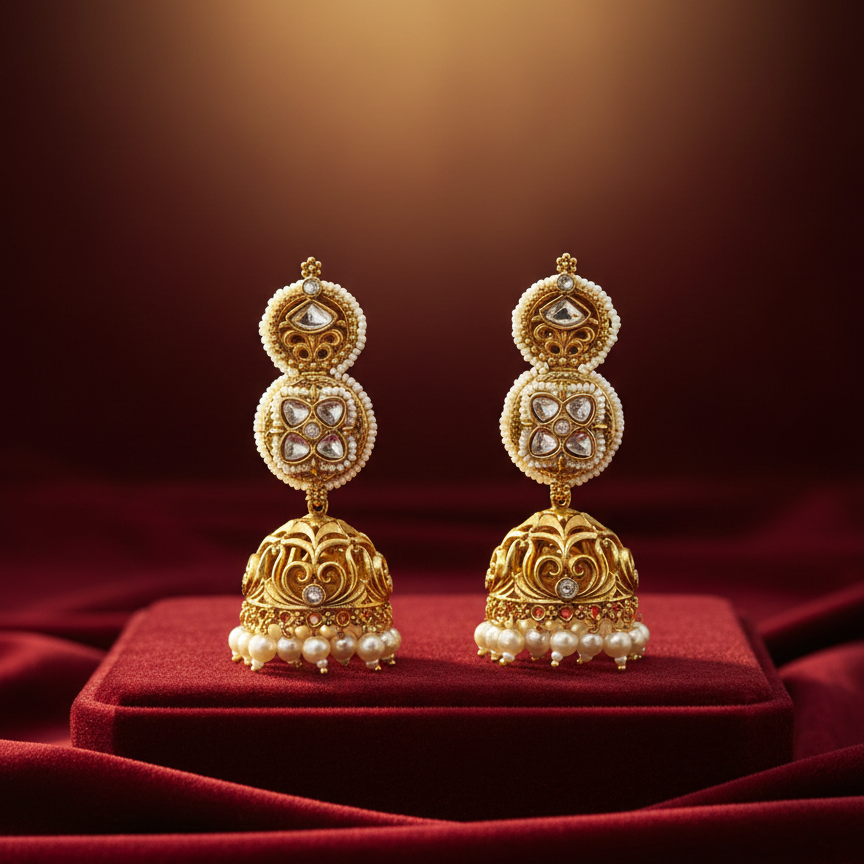 Aarohi Kundan Zumka Earrings