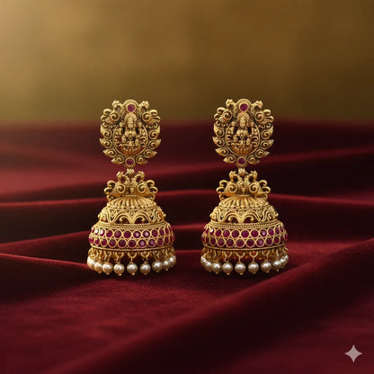 Temple Zumka Earrings – Gold Plated | Traditional Temple Design Jhumki for Weddings & Festive Occasions