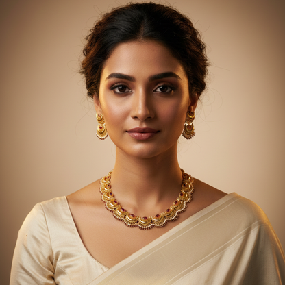 Traditional Chandrakor Gold Plated Ethnic Necklace for Women – Bridal & Festive Jewellery by Jija Jewellery