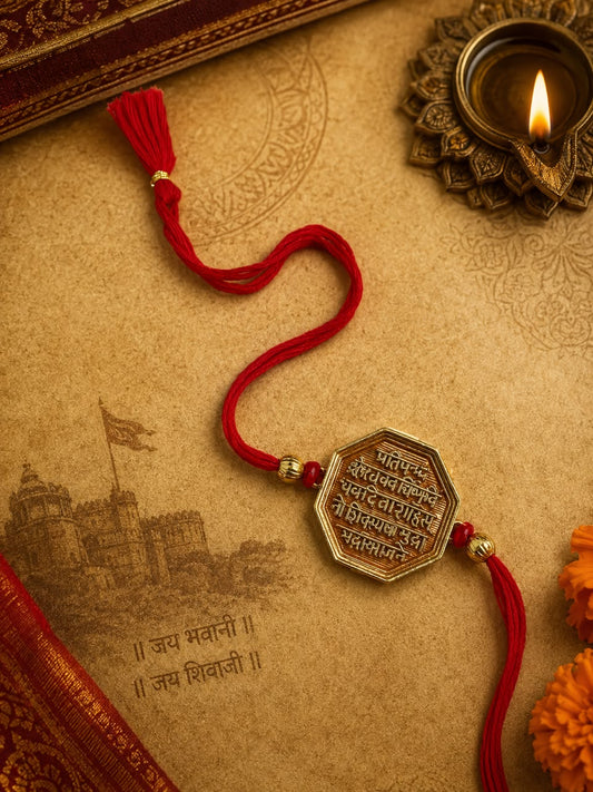Shivmudra Rakhi – Antique Gold Plated Shiva Rakhi for Brother | Jija Jewels