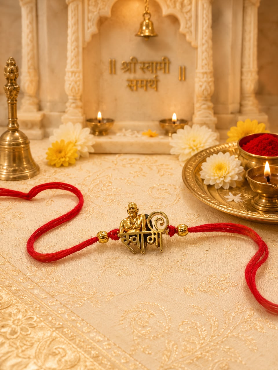 Swami Samarth Rakhi – Antique Gold Plated Devotional Rakhi for Brother | Jija Jewels