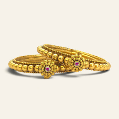 Gold-plated anti-tarnish Thushi bangles styled for festive and wedding wear