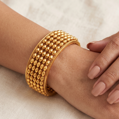 Gold-Tone Openwork Beaded Bangles, Pair – Jija Jewellery