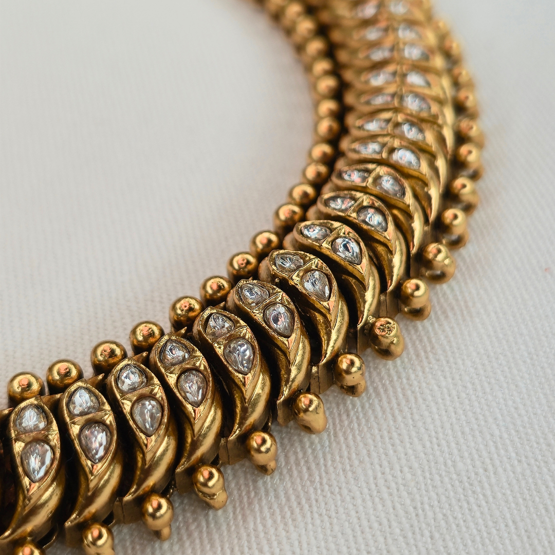 Shinde Shahi necklace dori and clasp detail with kundan stones