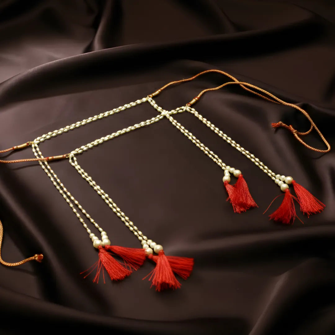 Pearl Mundavalya – Gold Plated Maharashtrian Bridal Forehead Jewellery | Handcrafted Wedding Accessory