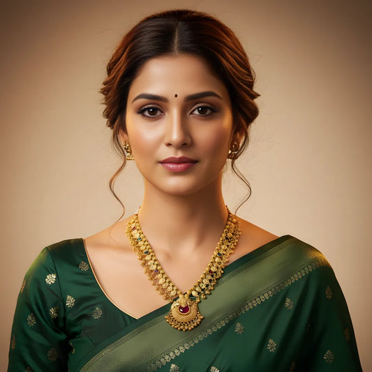 Gold-plated Kolhapuri Saaj necklace for Maharashtrian weddings