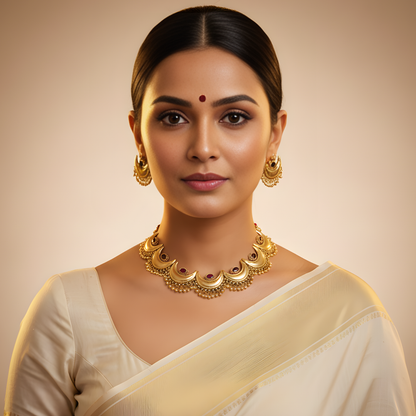 Chandrakor Necklace – Maharashtrian Gold Plated Crescent Necklace | Traditional Bridal Jewelry