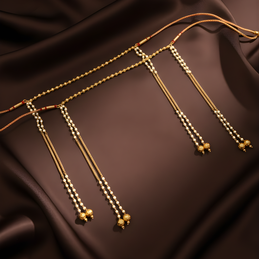 Pearl And Crystal Mundavalya With Gold Plated Finish For Wedding