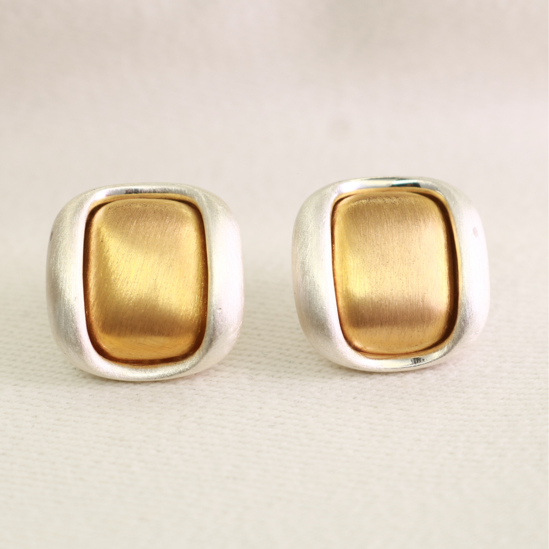 Anti-tarnish gold plated square studs, skin-friendly geometric earrings for daily and office wear