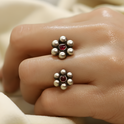 Silver Kudi Finger Ring – 92.5 Pure Sterling Silver Oxidised Adjustable Ring by Jija Jewellery