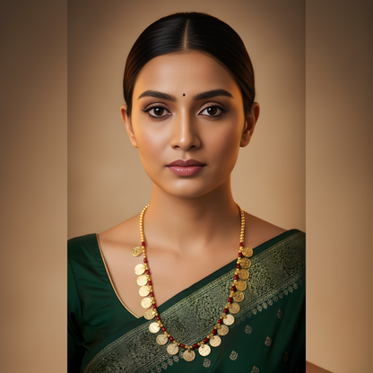 Parampaarik Putali Haar – Traditional Maharashtrian Gold Plated Coin Necklace with Powle | Bridal Ethnic Jewellery