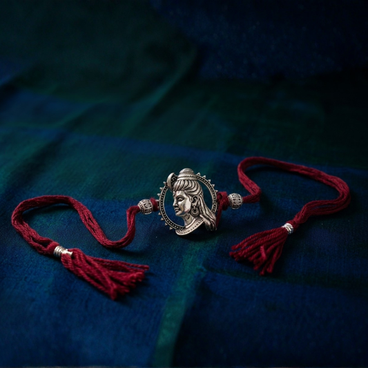 Oxidised Silver Lord Shankar Rakhi | Shiva Heritage Rakhi for Rakshabandhan – Jija Jewellery