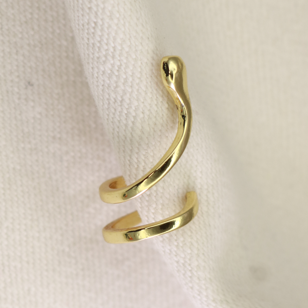 Gold-plated snake ear cuff coiled around the ear, no piercing needed – Naagin serpent wrap by Jija Jewellery