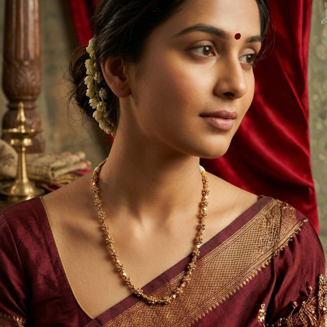 Gold Plated Ashtapailu Long Necklace for Bridal Wedding Festive Wear – Jija Jewellery Satara