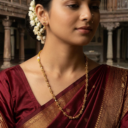 Ashtapailu 8-Strand Ghangru Mala Close Up – 22K Gold Plated Anti-Tarnish Necklace | Jija Jewellery