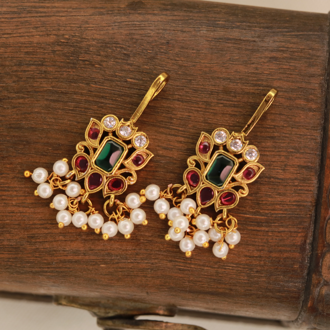 Kundan Bugdi Earrings | Gold Plated Traditional Nose Pin Style