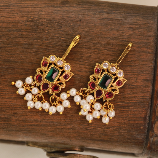 Kundan Bugdi Earrings | Gold Plated Traditional Nose Pin Style
