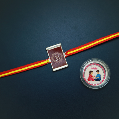 92.5 Sterling Silver Om Rakhi with Mandala Border | Rakhi for Brother